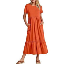 Load image into Gallery viewer, Women's Summer Casual Short Sleeve Crewneck Swing Dress
