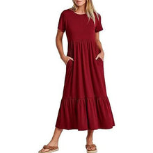 Load image into Gallery viewer, Women's Summer Casual Short Sleeve Crewneck Swing Dress