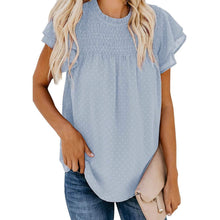 Load image into Gallery viewer, Women's Summer Cute Crewneck Lace Crochet Chiffon Blouse