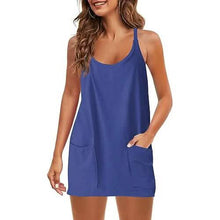 Load image into Gallery viewer, Womens Summer Sleeveless Mini Dress V Neck Spaghetti Strap with Pockets