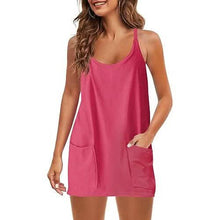Load image into Gallery viewer, Womens Summer Sleeveless Mini Dress V Neck Spaghetti Strap with Pockets