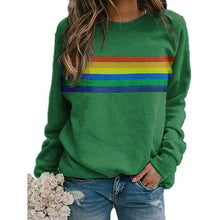 Load image into Gallery viewer, Women's T shirt Rainbow Graphic Long Sleeve Round Neck Tops