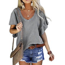 Load image into Gallery viewer, Women's T-Shirt Solid V-Neck Basic Casual Top