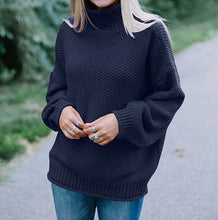 Load image into Gallery viewer, Women's Turtleneck Batwing Sleeve Loose Oversized Chunky Knitted Pullover Sweater Jumper Tops