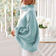 Load image into Gallery viewer, Women's Turtleneck Batwing Sleeve Loose Oversized Chunky Knitted Pullover Sweater Jumper Tops