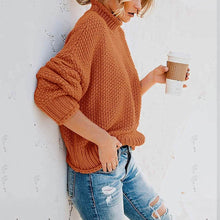 Load image into Gallery viewer, Women's Turtleneck Batwing Sleeve Loose Oversized Chunky Knitted Pullover Sweater Jumper Tops
