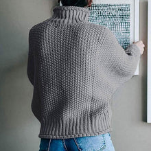 Load image into Gallery viewer, Women's Turtleneck Batwing Sleeve Loose Oversized Chunky Knitted Pullover Sweater Jumper Tops