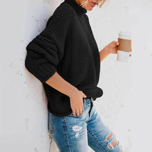 Load image into Gallery viewer, Women's Turtleneck Batwing Sleeve Loose Oversized Chunky Knitted Pullover Sweater Jumper Tops