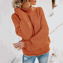 Load image into Gallery viewer, Women's Turtleneck Batwing Sleeve Loose Oversized Chunky Knitted Pullover Sweater Jumper Tops