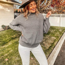 Load image into Gallery viewer, Women's Turtleneck Batwing Sleeve Loose Oversized Chunky Knitted Pullover Sweater Jumper Tops