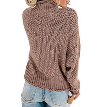 Load image into Gallery viewer, Women's Turtleneck Batwing Sleeve Loose Oversized Chunky Knitted Pullover Sweater Jumper Tops
