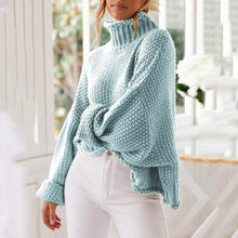 Load image into Gallery viewer, Women's Turtleneck Batwing Sleeve Loose Oversized Chunky Knitted Pullover Sweater Jumper Tops