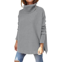 Load image into Gallery viewer, Women's Turtleneck Oversized Sweaters Long Batwing Sleeve Spilt Hem Tunic