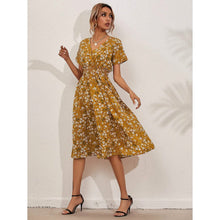 Load image into Gallery viewer, Women's V Neck Casual Boho Loose Midi Dress