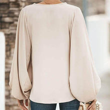Load image into Gallery viewer, Womens V Neck Chiffon Blouses Casual Balloon Sleeve Floral Print Shirts Tops