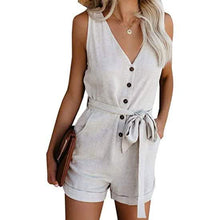 Load image into Gallery viewer, Women's V Neck Jumpsuits Casual Sleeveless Romper