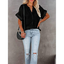 Load image into Gallery viewer, Women's V-Neck Loose Shirt Short Sleeve Top