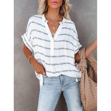 Load image into Gallery viewer, Women's V-Neck Loose Shirt Short Sleeve Top