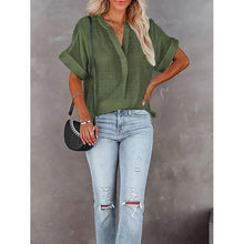 Load image into Gallery viewer, Women's V-Neck Loose Shirt Short Sleeve Top