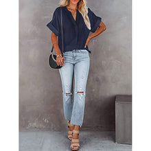 Load image into Gallery viewer, Women's V-Neck Loose Shirt Short Sleeve Top