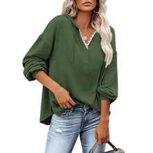 Load image into Gallery viewer, Women's V-neck Pullover Hoodie Sweater