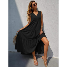 Load image into Gallery viewer, Women's V-neck Ruffle Hem Solid Dress