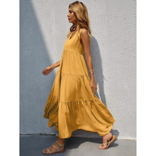 Load image into Gallery viewer, Women's V-neck Ruffle Hem Solid Dress