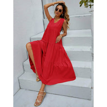 Load image into Gallery viewer, Women's V-neck Ruffle Hem Solid Dress