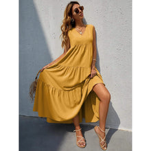 Load image into Gallery viewer, Women's V-neck Ruffle Hem Solid Dress