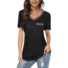 Load image into Gallery viewer, Womens V Neck Short Sleeve Tops