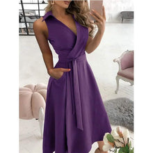 Load image into Gallery viewer, Women's V-Neck Sleeveless Long Dress