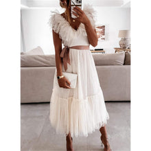 Load image into Gallery viewer, Women's V-Neck Solid Pleated Dress