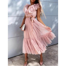 Load image into Gallery viewer, Women's V-Neck Solid Pleated Dress