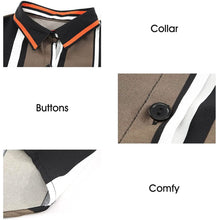 Load image into Gallery viewer, Womens V Neck Striped Roll up Sleeve Button Down Blouses Top
