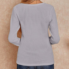 Load image into Gallery viewer, Women's V Neck Waffle Knit Henley Tops