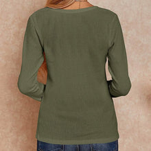 Load image into Gallery viewer, Women's V Neck Waffle Knit Henley Tops
