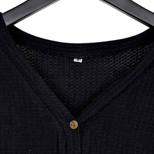 Load image into Gallery viewer, Womens Waffle Knit Tunic Blouse Tie Knot Henley Tops
