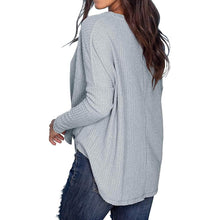 Load image into Gallery viewer, Womens Waffle Knit Tunic Blouse Tie Knot Henley Tops