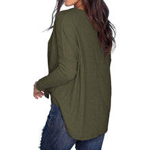 Load image into Gallery viewer, Womens Waffle Knit Tunic Blouse Tie Knot Henley Tops