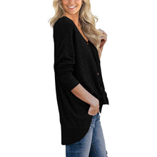 Load image into Gallery viewer, Womens Waffle Knit Tunic Blouse Tie Knot Henley Tops
