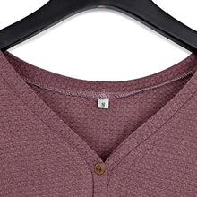Load image into Gallery viewer, Womens Waffle Knit Tunic Blouse Tie Knot Henley Tops