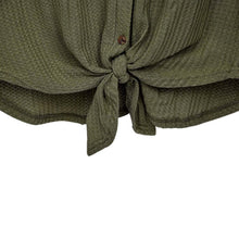 Load image into Gallery viewer, Womens Waffle Knit Tunic Blouse Tie Knot Henley Tops