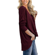 Load image into Gallery viewer, Womens Waffle Knit Tunic Blouse Tie Knot Henley Tops