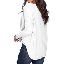 Load image into Gallery viewer, Womens Waffle Knit Tunic Blouse Tie Knot Henley Tops