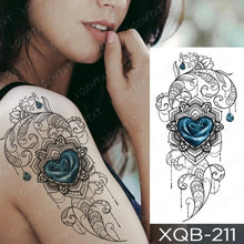Load image into Gallery viewer, Womens Waterproof Temporary Tattoo Sticker Blue Flower Luxury Big Tatoo For Body Arm