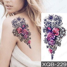 Load image into Gallery viewer, Womens Waterproof Temporary Tattoo Sticker Blue Flower Luxury Big Tatoo For Body Arm