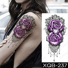 Load image into Gallery viewer, Womens Waterproof Temporary Tattoo Sticker Blue Flower Luxury Big Tatoo For Body Arm