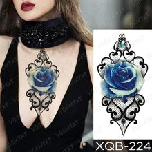 Load image into Gallery viewer, Womens Waterproof Temporary Tattoo Sticker Blue Flower Luxury Big Tatoo For Body Arm