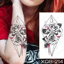 Load image into Gallery viewer, Womens Waterproof Temporary Tattoo Sticker Blue Flower Luxury Big Tatoo For Body Arm