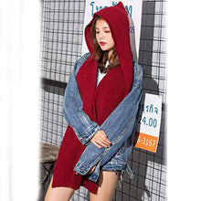 Load image into Gallery viewer, Women's Winter Knitted Hooded Long Scarf
